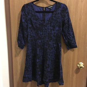 Blue Snake Print Express Skater Dress